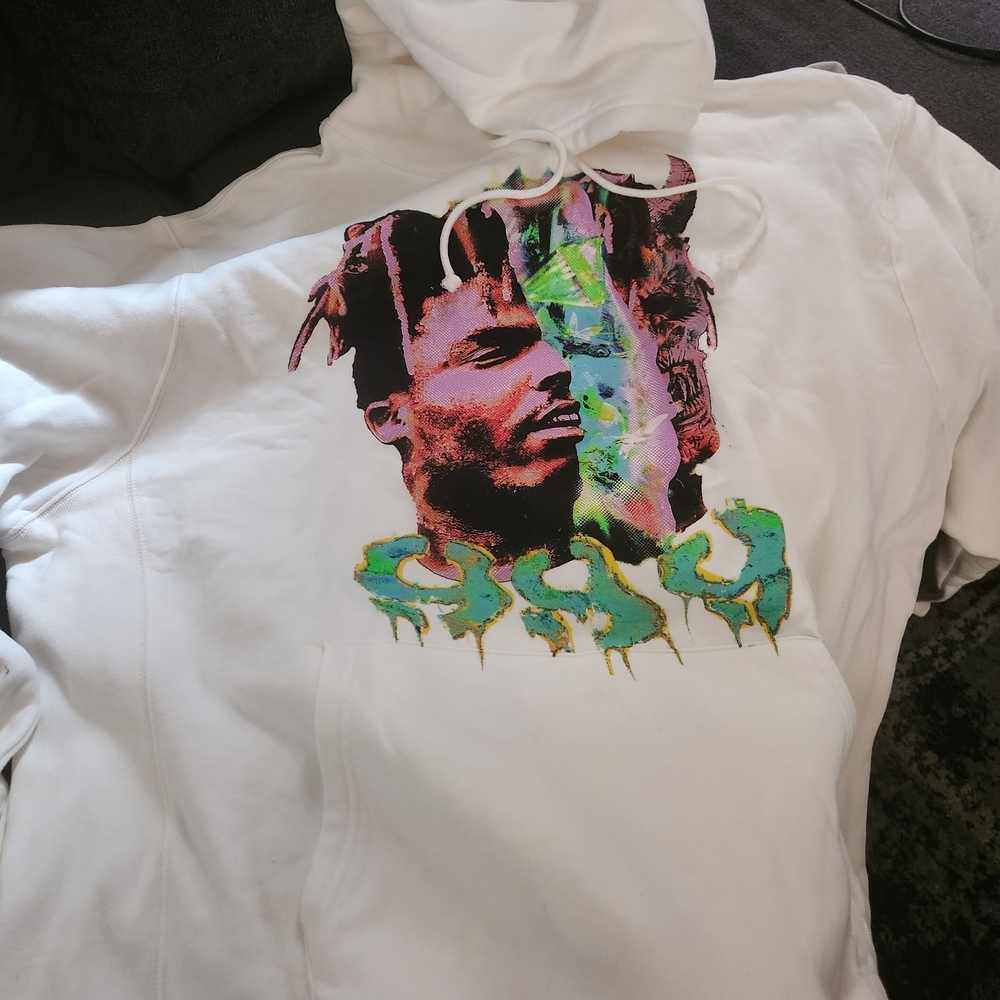 VLONE White Hoodie with Acid Wash 2xl Xxl